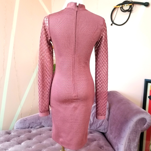 WOW Couture Mauve Long Sleeve Bandage Dress - Picture 2 of 5